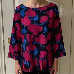 🌷3 for$25🌷Banana Republic, US S, Pink, Blue & Black 3/4 Ruffle Sleeve Top